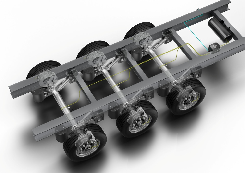Illustration med BPW AirSave monterad på 3-axlad släpvagn