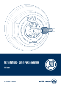 Installations- och bruksanvisning BPW AirSave (BPW-EA-AS 37882402s)